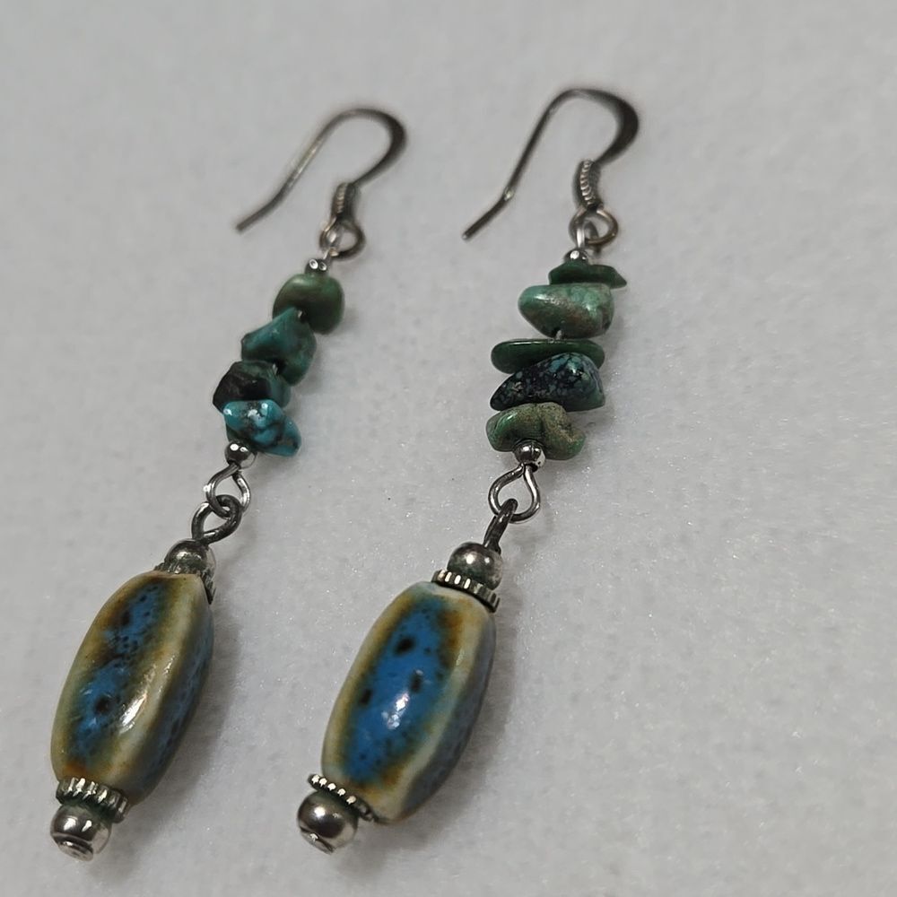 Turquoise and Sterling Silver Earrings - Picture 2 of 5